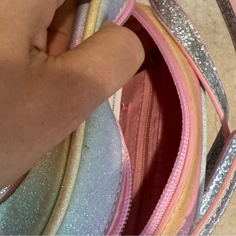 New Mipasties Heart Rainbow Glitter Crossbody Purse | Kids Mini Bag